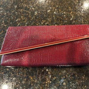 Vintage Retro GloMesh Burgundy Metal Mesh Clutch Bag  Purse - Australia